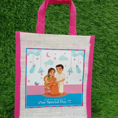 Baby Shower Return Gift Jute Bag | Pack of 25 bags @ Rs. 29/bag +GST (5%)