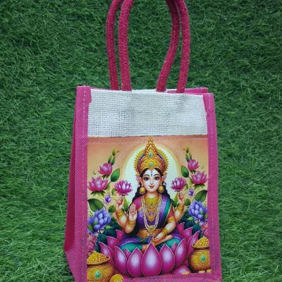 Varalakshmi jute bag with Goddess Lakshmi print